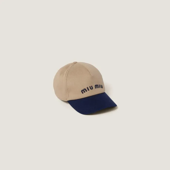 Women Hats And Gloves Miu Miu Drill Baseball Cap Khakiroyal Blue