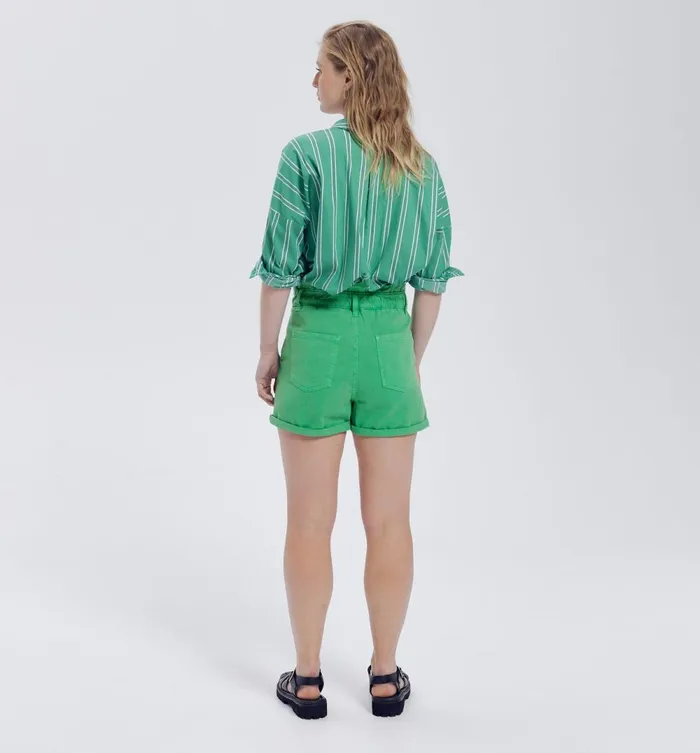 Women High Paperbag Waist Shorts 8211 Green Promod Shorts Women High Paperbag Waist Shorts 8211 Green Promod Shorts