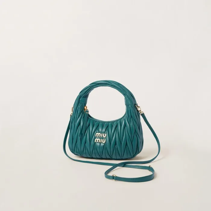 Women Hobo Bags Miu Miu Wander Matelass Nappa Leather Hobo Bag Lagoon Blue Women Hobo Bags Miu Miu Wander Matelass Nappa Leather Hobo Bag Lagoon Blue