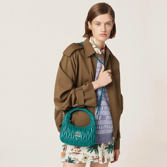 Women Hobo Bags Miu Miu Wander Matelass Nappa Leather Hobo Bag Lagoon Blue Women Hobo Bags Miu Miu Wander Matelass Nappa Leather Hobo Bag Lagoon Blue
