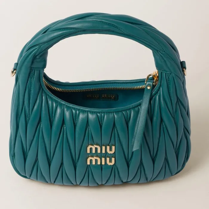 Women Hobo Bags Miu Miu Wander Matelass Nappa Leather Hobo Bag Lagoon Blue Women Hobo Bags Miu Miu Wander Matelass Nappa Leather Hobo Bag Lagoon Blue