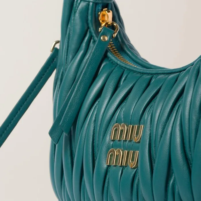 Women Hobo Bags Miu Miu Wander Matelass Nappa Leather Hobo Bag Lagoon Blue Women Hobo Bags Miu Miu Wander Matelass Nappa Leather Hobo Bag Lagoon Blue