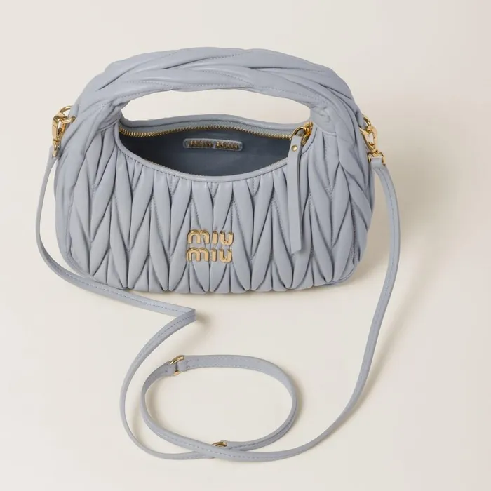 Women Hobo Bags Miu Miu Wander Matelass Nappa Leather Hobo Bag Pearl Gray Women Hobo Bags Miu Miu Wander Matelass Nappa Leather Hobo Bag Pearl Gray