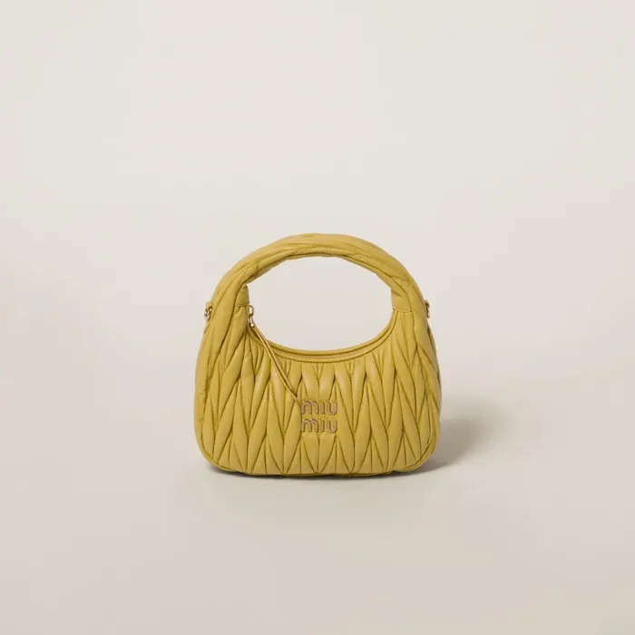Women Hobo Bags Miu Miu Wander Matelass Nappa Leather Hobo Bag Pineapple