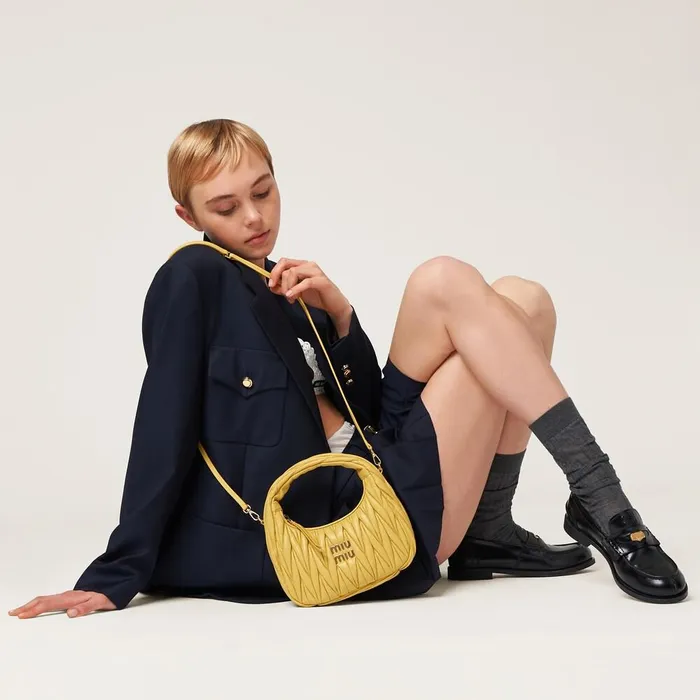 Women Hobo Bags Miu Miu Wander Matelass Nappa Leather Hobo Bag Pineapple Women Hobo Bags Miu Miu Wander Matelass Nappa Leather Hobo Bag Pineapple