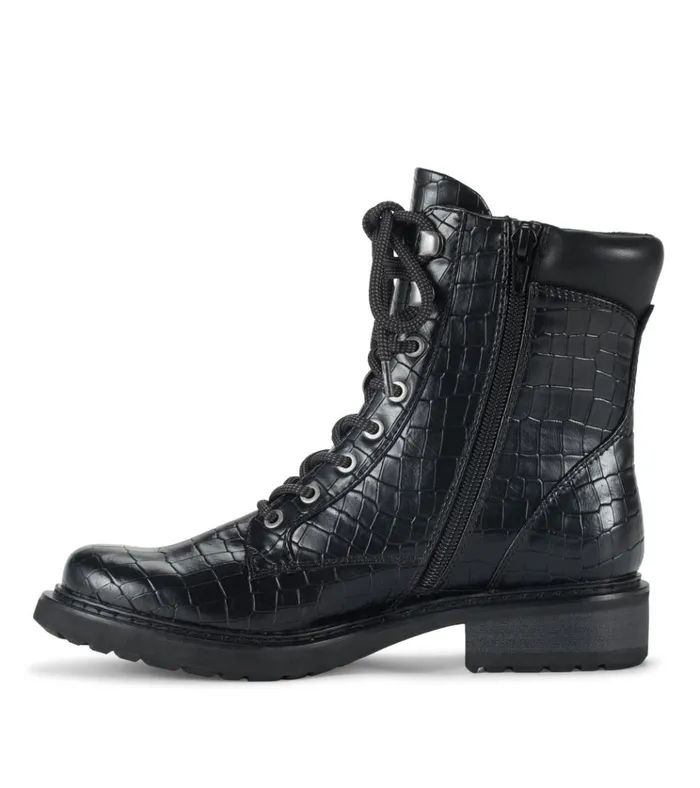 Women Holden Lace Up Bootie Black Croco Baretraps Booties