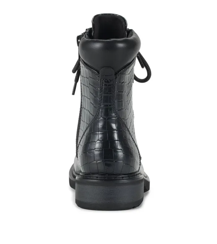 Women Holden Lace Up Bootie Black Croco Baretraps Booties
