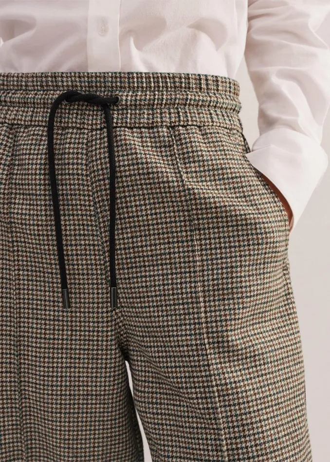Women Houndstooth Jogger Pant Mixedbrown Cream MEEM