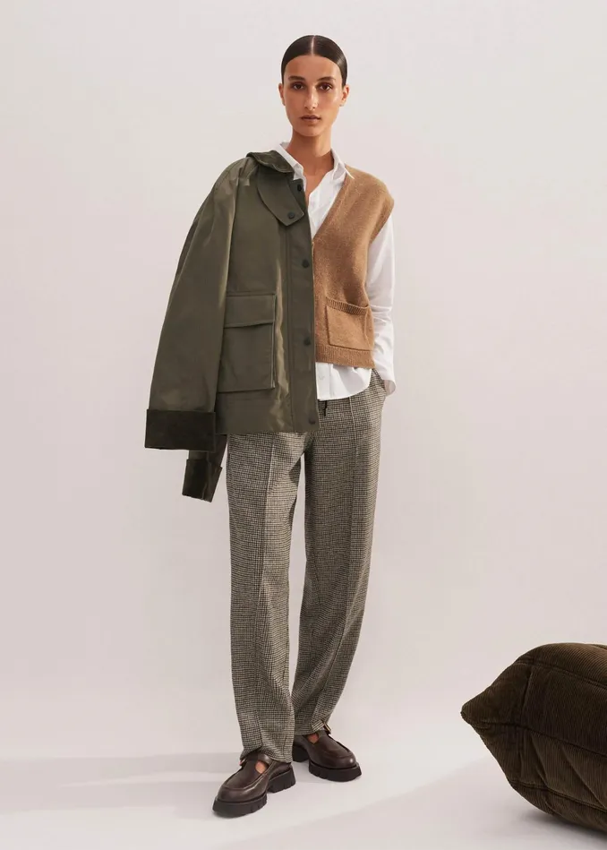 Women Houndstooth Jogger Pant Mixedbrown Cream MEEM