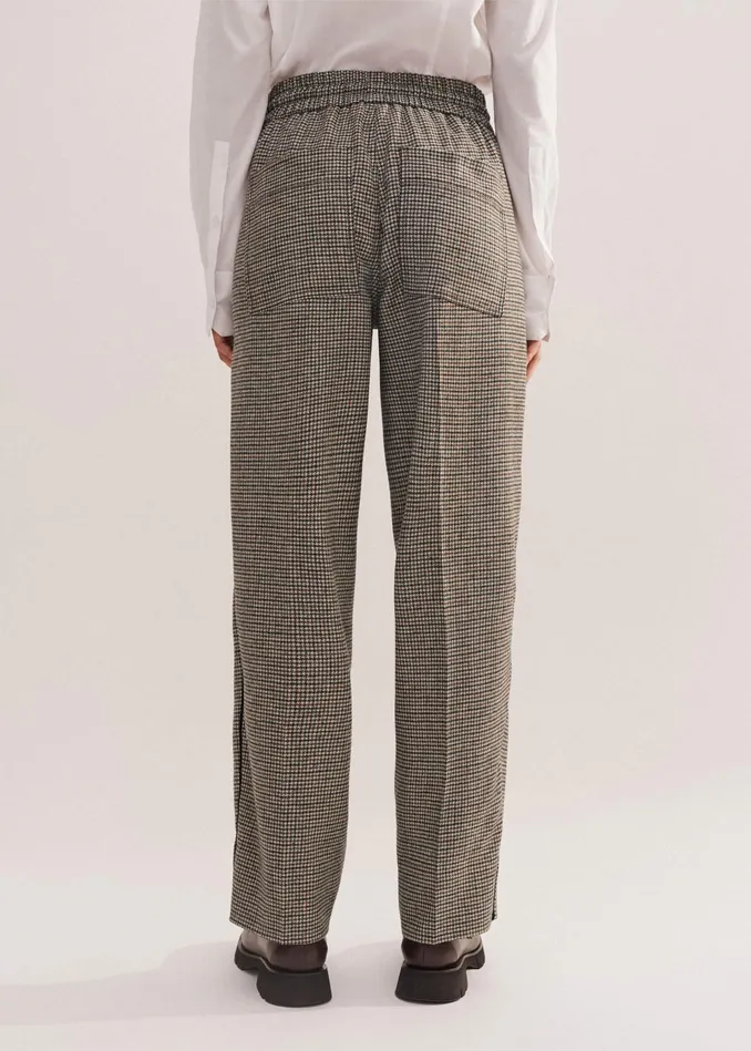 Women Houndstooth Jogger Pant Mixedbrown Cream MEEM