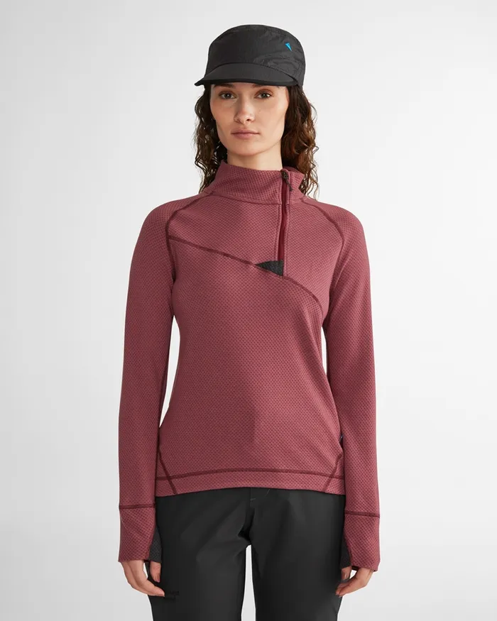 Women Huge Norna Half Zip Mid Layer Ravenburnt Russet Klttermusen Fleeces and Sweaters