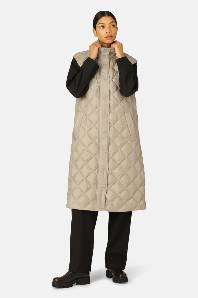 Women Ilse Jacobsen Jackets And Coats Long Down Vest 8211 Cobblestone