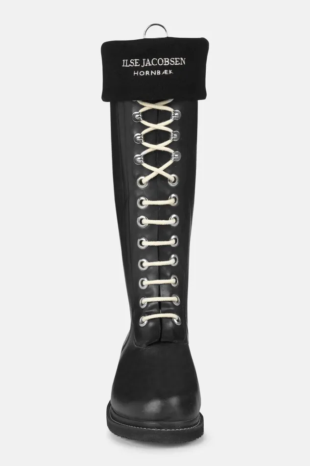 Women Ilse Jacobsen Rainboots Accessories Fleece Socks For Rub1 Long Rainboots 8211 Black Creme