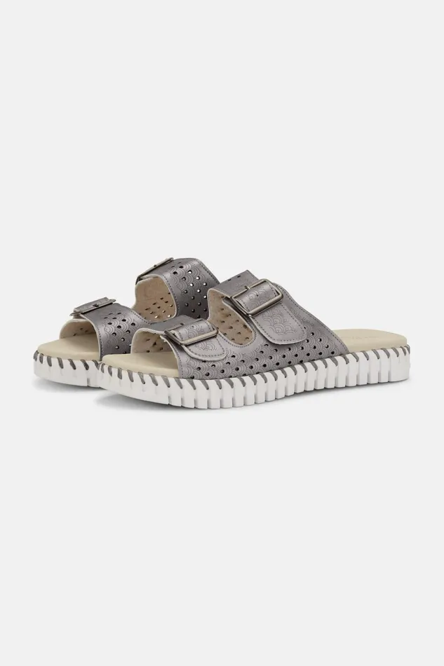 Women Ilse Jacobsen Tulip Flats Sandals 8211 Gun Metal