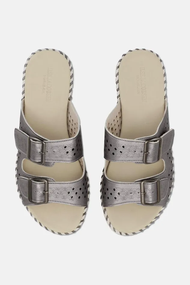 Women Ilse Jacobsen Tulip Flats Sandals 8211 Gun Metal Women Ilse Jacobsen Tulip Flats Sandals 8211 Gun Metal