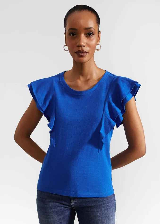 Women Isabella Cotton Slub Top Atlantic Blue Hobbs Tops