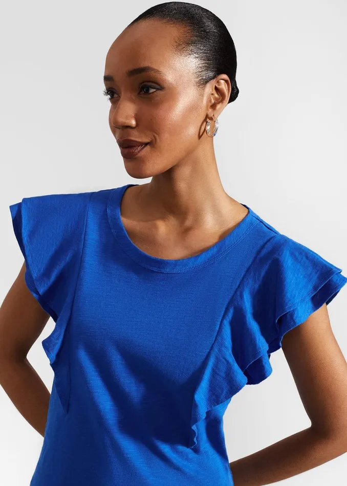 Women Isabella Cotton Slub Top Atlantic Blue Hobbs Tops