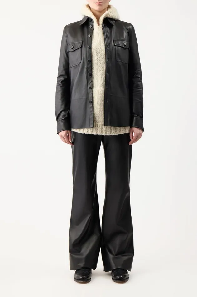 Women Jackets and Coats Gabriela Hearst John Austin Overshirt In Black Nappa Leather