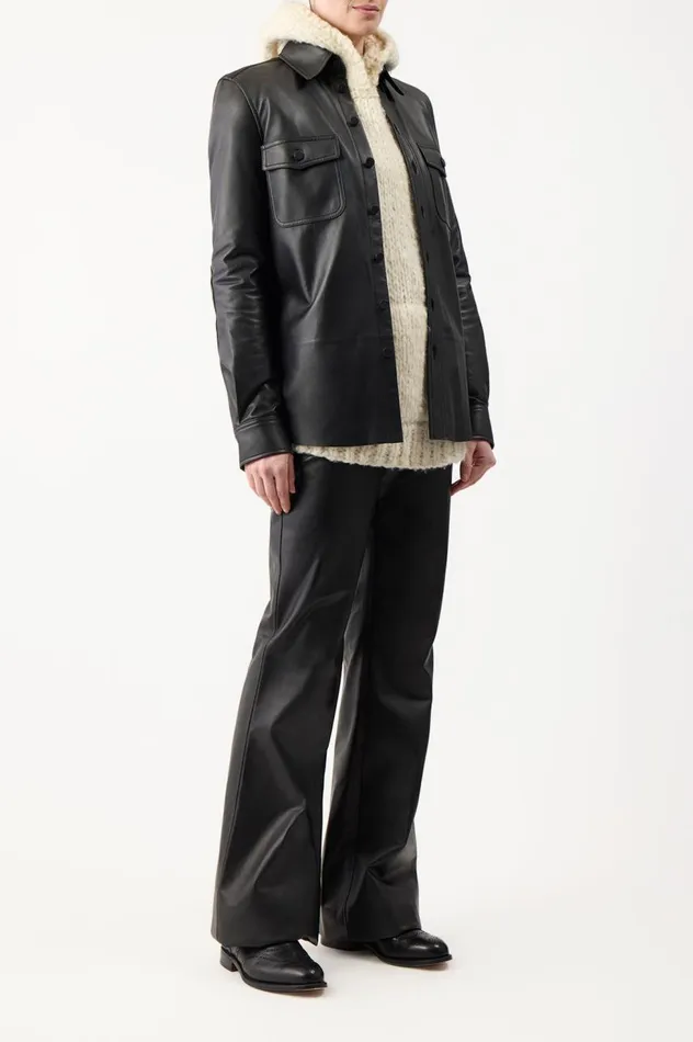Women Jackets and Coats Gabriela Hearst John Austin Overshirt In Black Nappa Leather