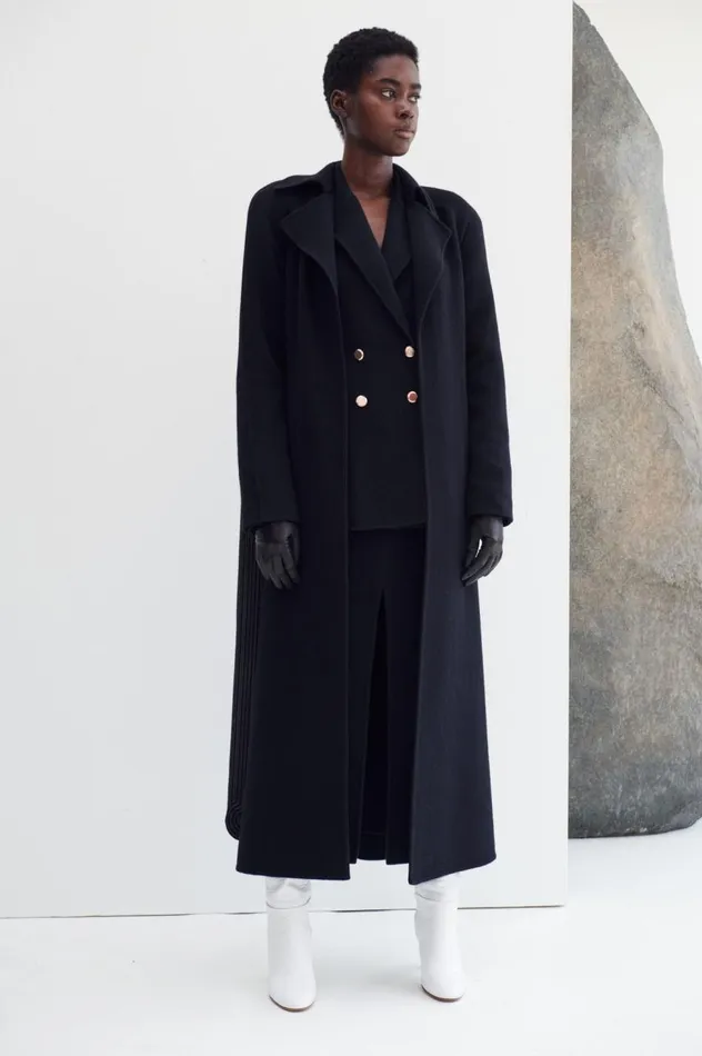 Women Jackets and Coats Gabriela Hearst Lachlan Trench Coat In Black DoubleFace Recycled Cashmere