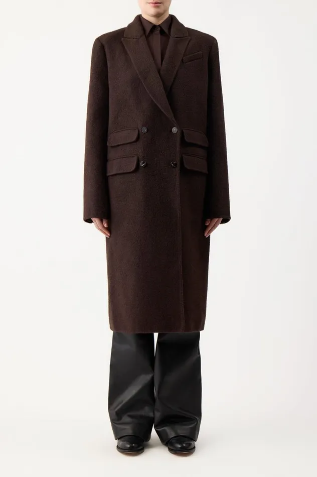 Women Jackets and Coats Gabriela Hearst Reed Coat In Chocolate DoubleFace Recycled Cashmere Felt