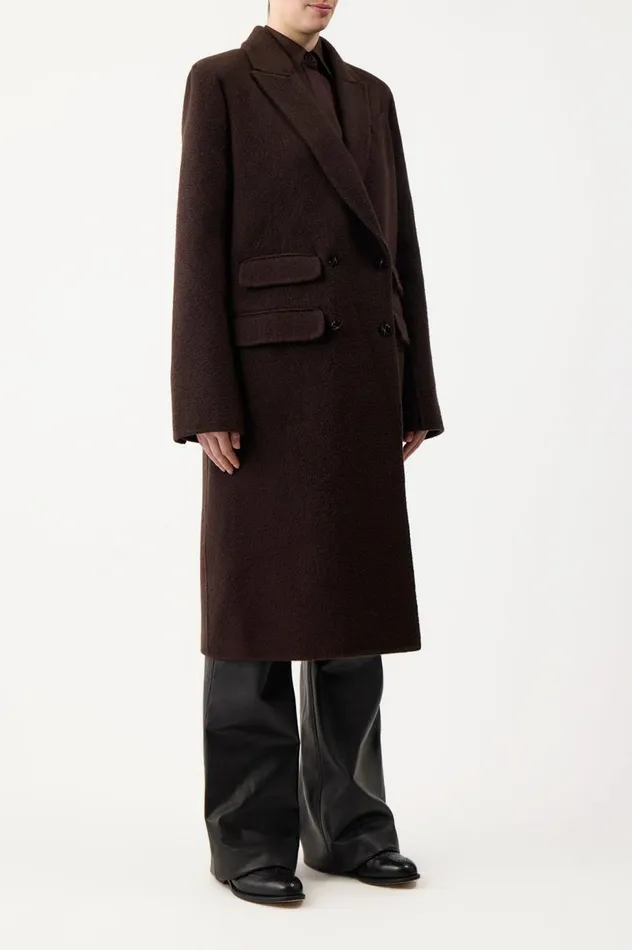 Women Jackets and Coats Gabriela Hearst Reed Coat In Chocolate DoubleFace Recycled Cashmere Felt