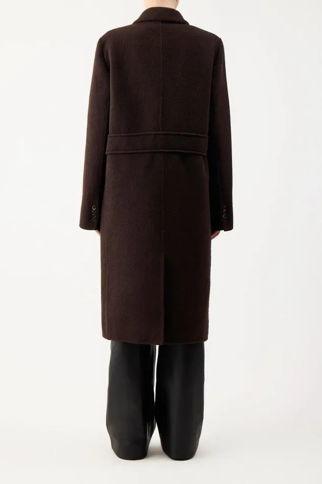 Women Jackets and Coats Gabriela Hearst Reed Coat In Chocolate DoubleFace Recycled Cashmere Felt