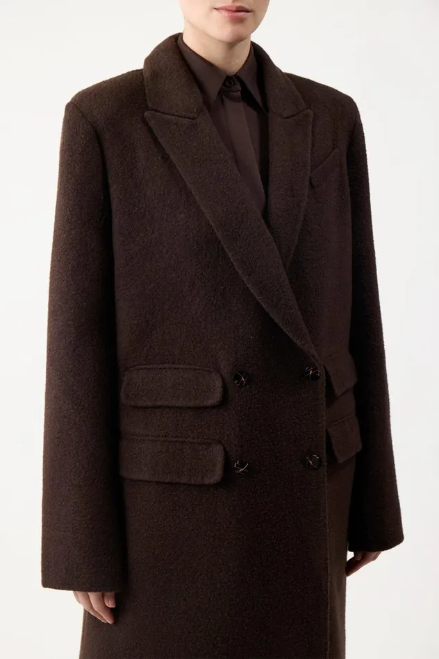 Women Jackets and Coats Gabriela Hearst Reed Coat In Chocolate DoubleFace Recycled Cashmere Felt