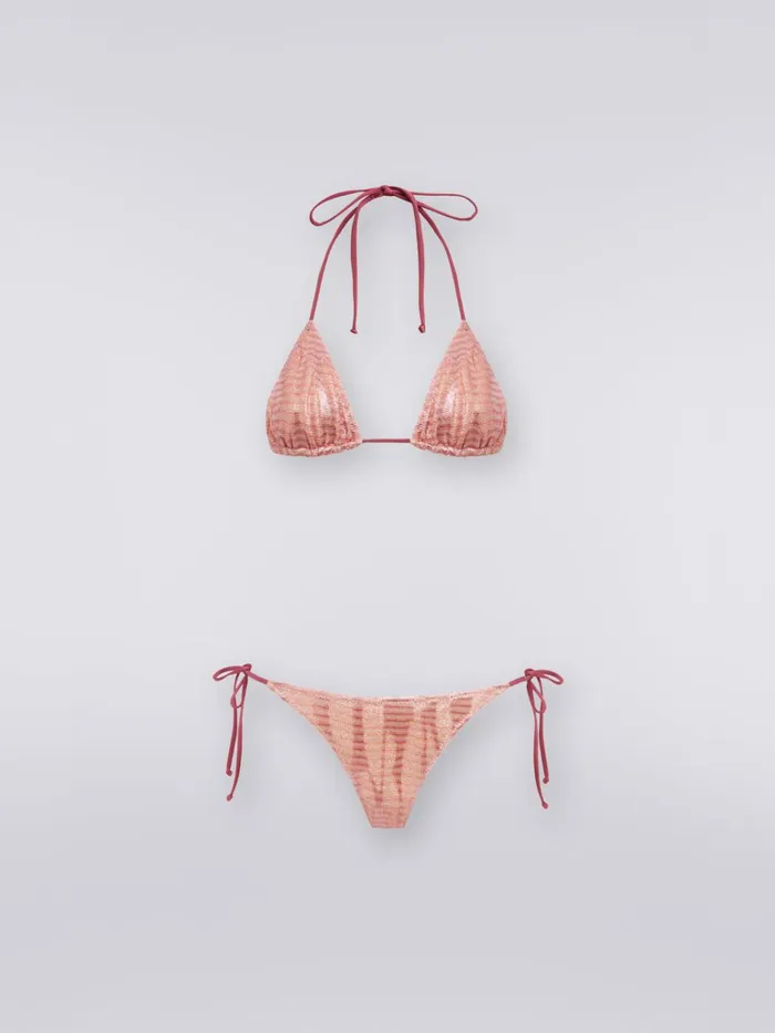 Women Jacquard Viscose Knit Bikini Pink Missoni Swimsuits
