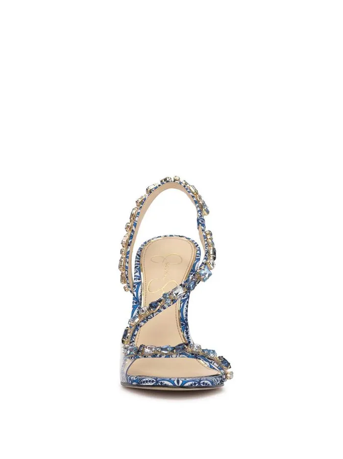 Women Jaycin High Heel In Blue Print Jessica Simpson Sandals