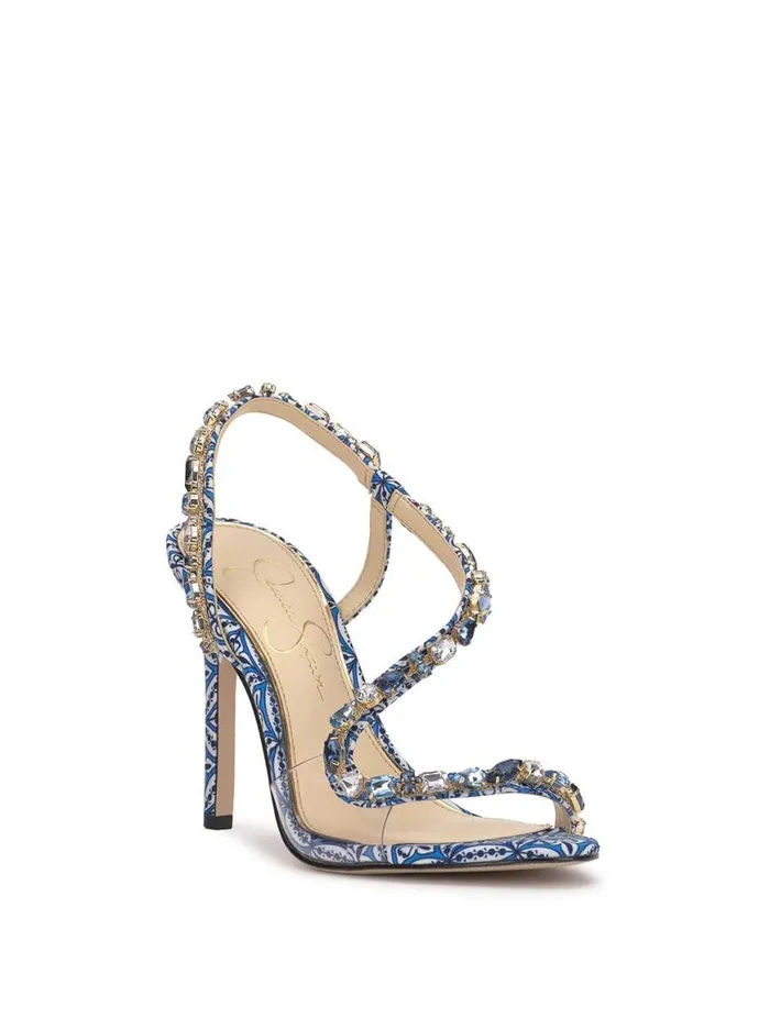 Women Jaycin High Heel In Blue Print Jessica Simpson Sandals