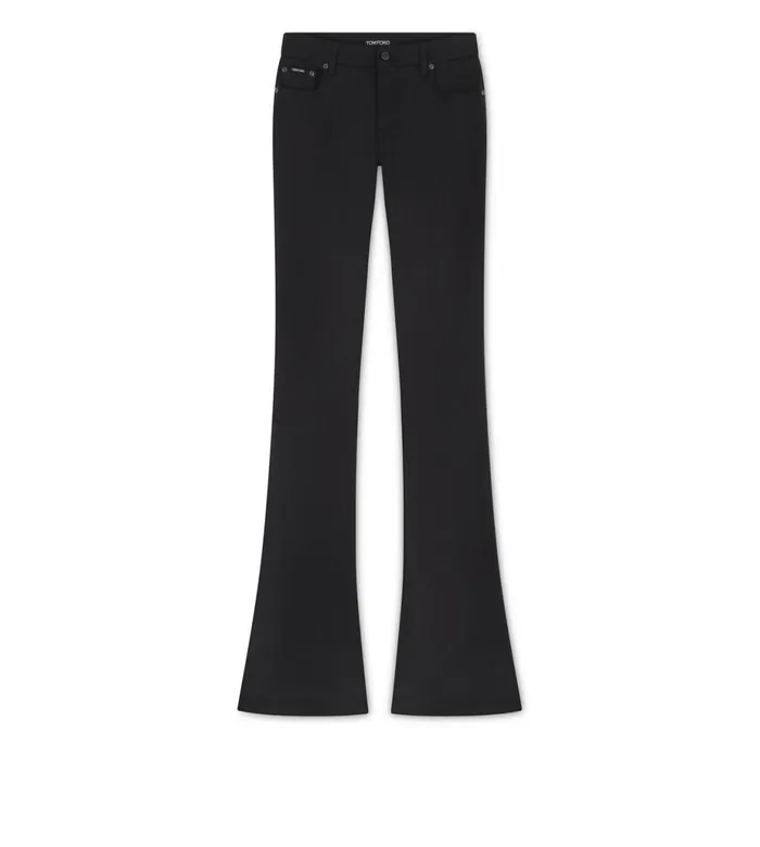Women Jeans Tom Ford Stretch Denim Flare Pants Black