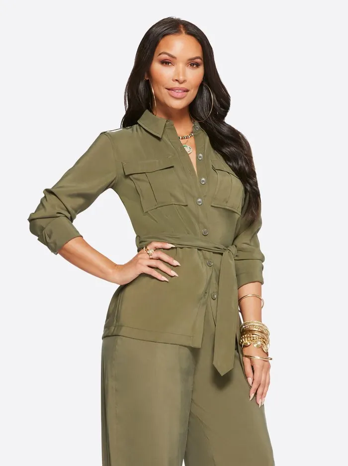Women Jessa Jacket In Olive Night Jessica Simpson Jackets Blazers and Kimonos