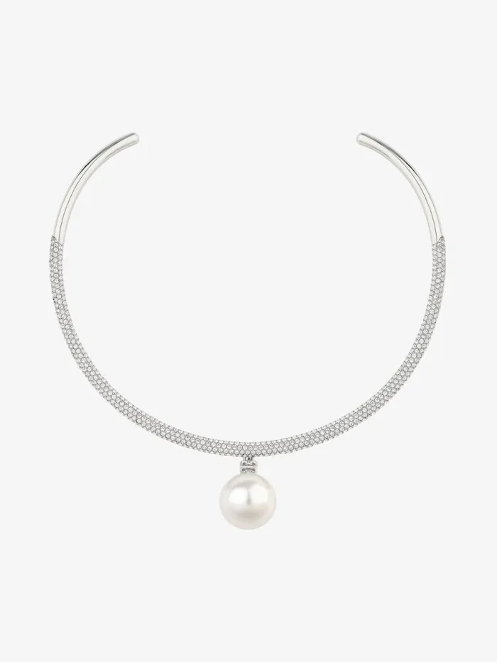 Women Jewelry Givenchy Pearl Torque Necklace In Metal With Pearl And Crystals Whitesilvery Women Jewelry Givenchy Pearl Torque Necklace In Metal With Pearl And Crystals Whitesilvery