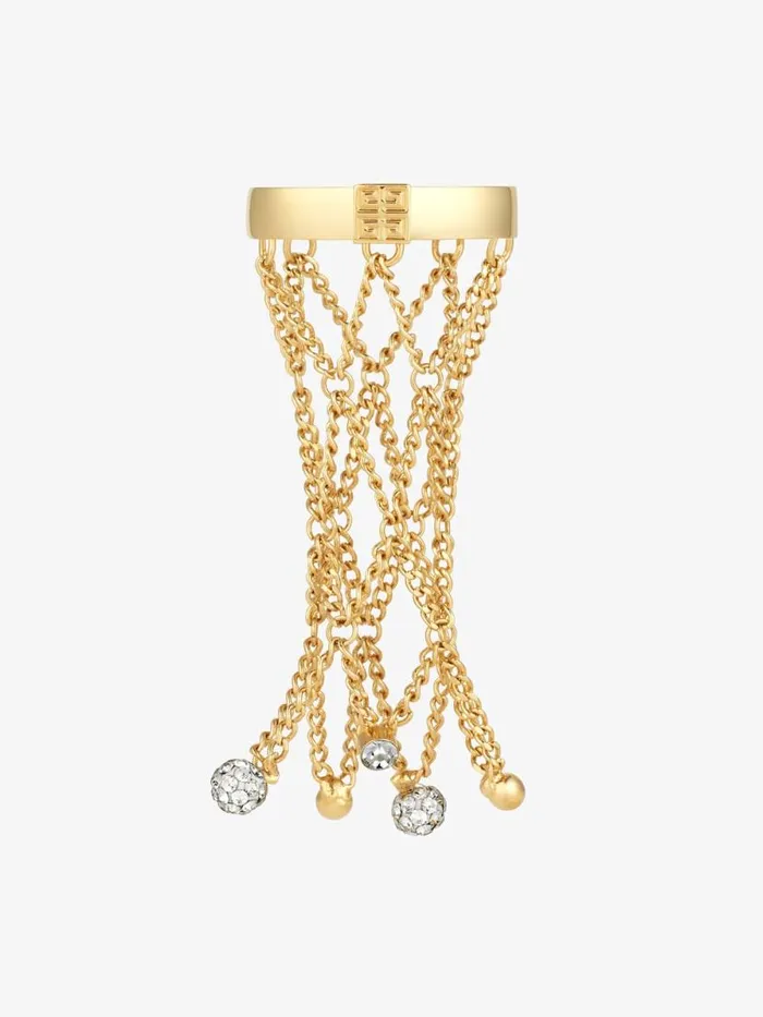 Women Jewelry Givenchy Pearling Ring In Metal With Pearls And Crystals Golden Yellow