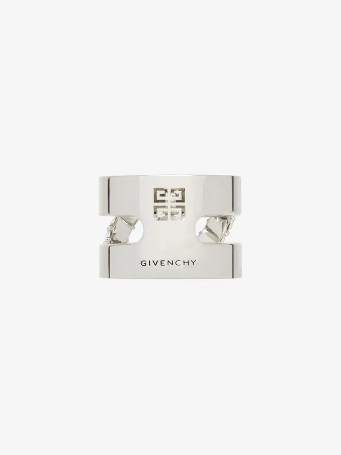 Women Jewelry Givenchy Stitch Ring In Metal With Crystals Silvery