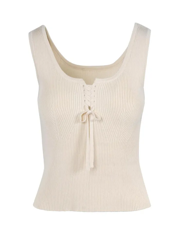 Women Johanna Lace Up Tank In Parchment Jessica Simpson Tops and Tees