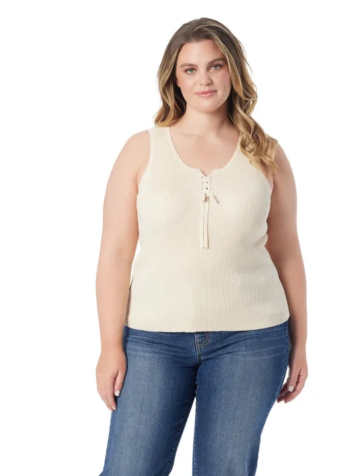 Women Johanna Lace Up Tank In Parchment Jessica Simpson Tops and Tees