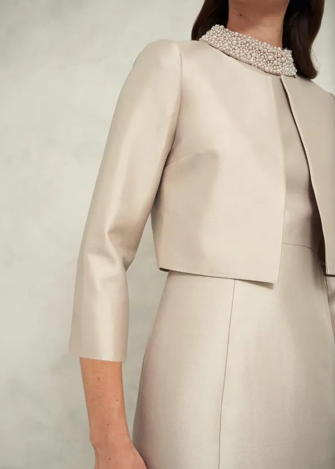 Women Katherine Wool Silk Jacket Oyster Hobbs Coats and Jackets