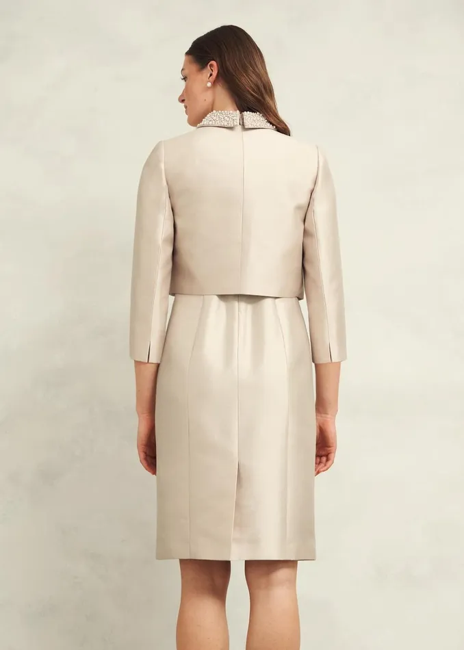 Women Katherine Wool Silk Jacket Oyster Hobbs Coats and Jackets