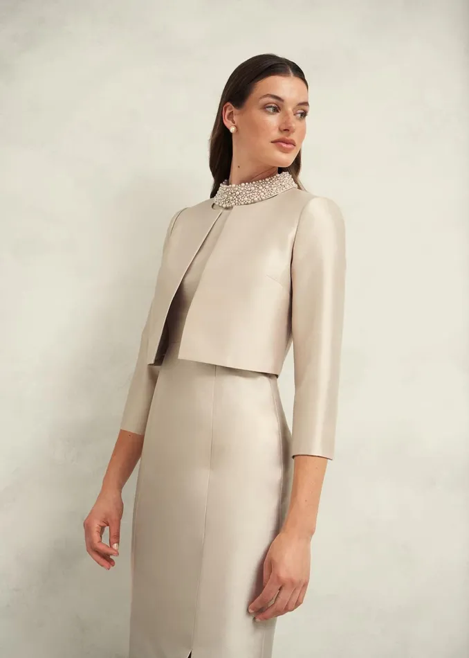 Women Katherine Wool Silk Jacket Oyster Hobbs Coats and Jackets