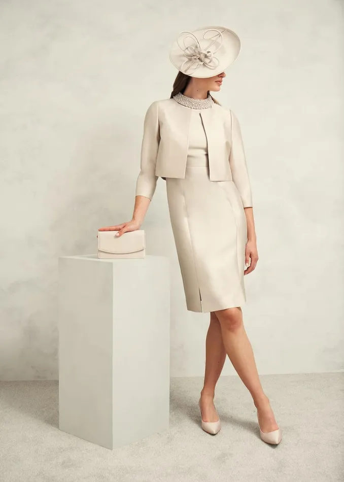 Women Katherine Wool Silk Jacket Oyster Hobbs Coats and Jackets