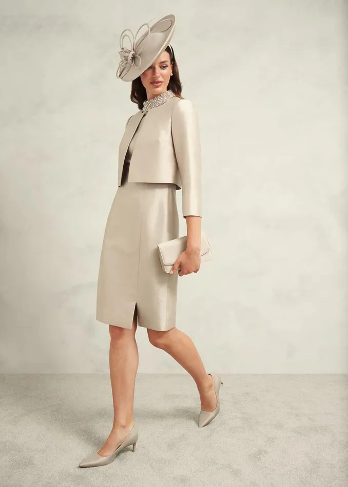 Women Katherine Wool Silk Jacket Oyster Hobbs Coats and Jackets