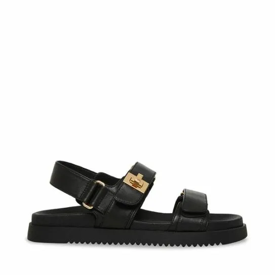 WomenKids039 MONA BLACK LEATHER Black Leather Steve Madden Sandals