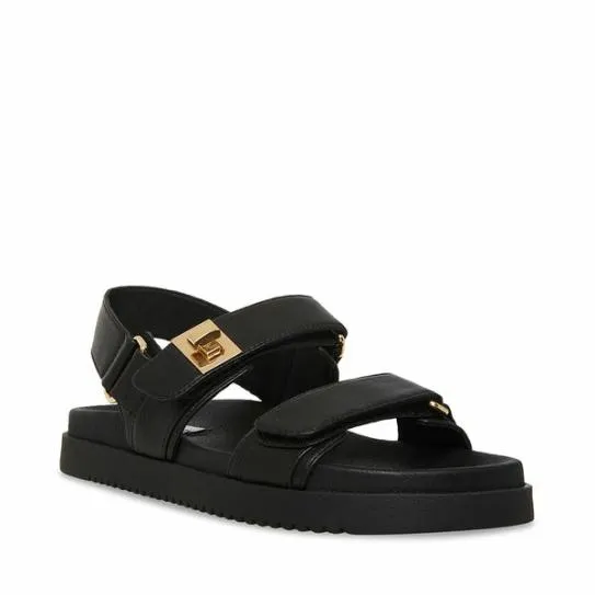 WomenKids039 MONA BLACK LEATHER Black Leather Steve Madden Sandals WomenKids039 MONA BLACK LEATHER Black Leather Steve Madden Sandals