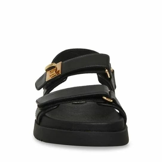 WomenKids039 MONA BLACK LEATHER Black Leather Steve Madden Sandals WomenKids039 MONA BLACK LEATHER Black Leather Steve Madden Sandals
