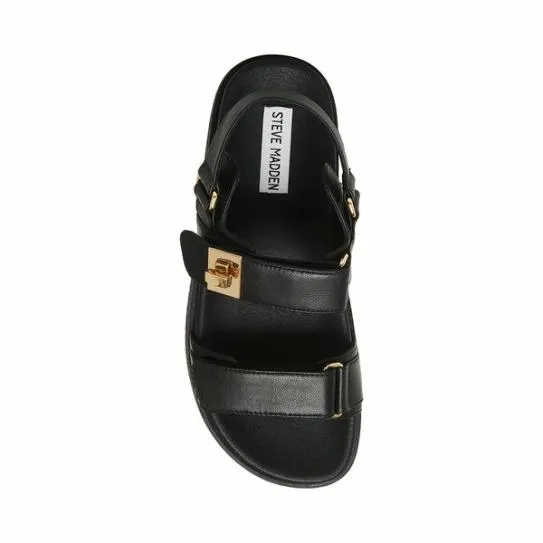 WomenKids039 MONA BLACK LEATHER Black Leather Steve Madden Sandals WomenKids039 MONA BLACK LEATHER Black Leather Steve Madden Sandals