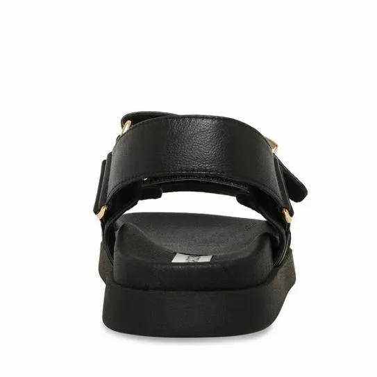 WomenKids039 MONA BLACK LEATHER Black Leather Steve Madden Sandals WomenKids039 MONA BLACK LEATHER Black Leather Steve Madden Sandals