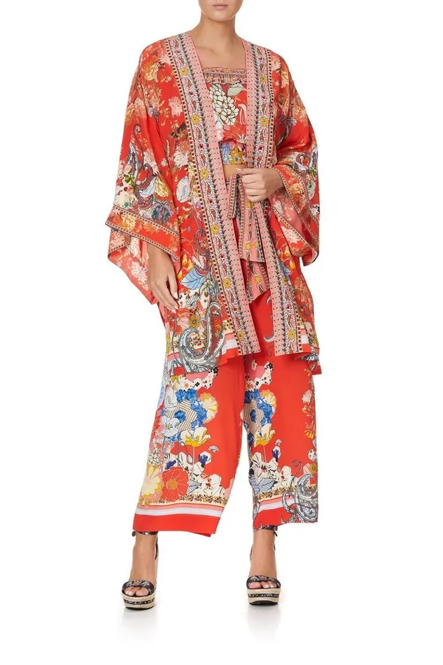 Women Kimonos Camilla Kimono With Tie Belt Paisley In Patches