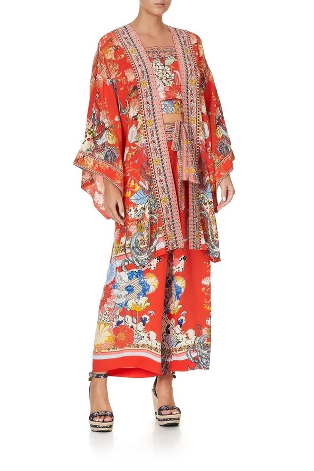 Women Kimonos Camilla Kimono With Tie Belt Paisley In Patches